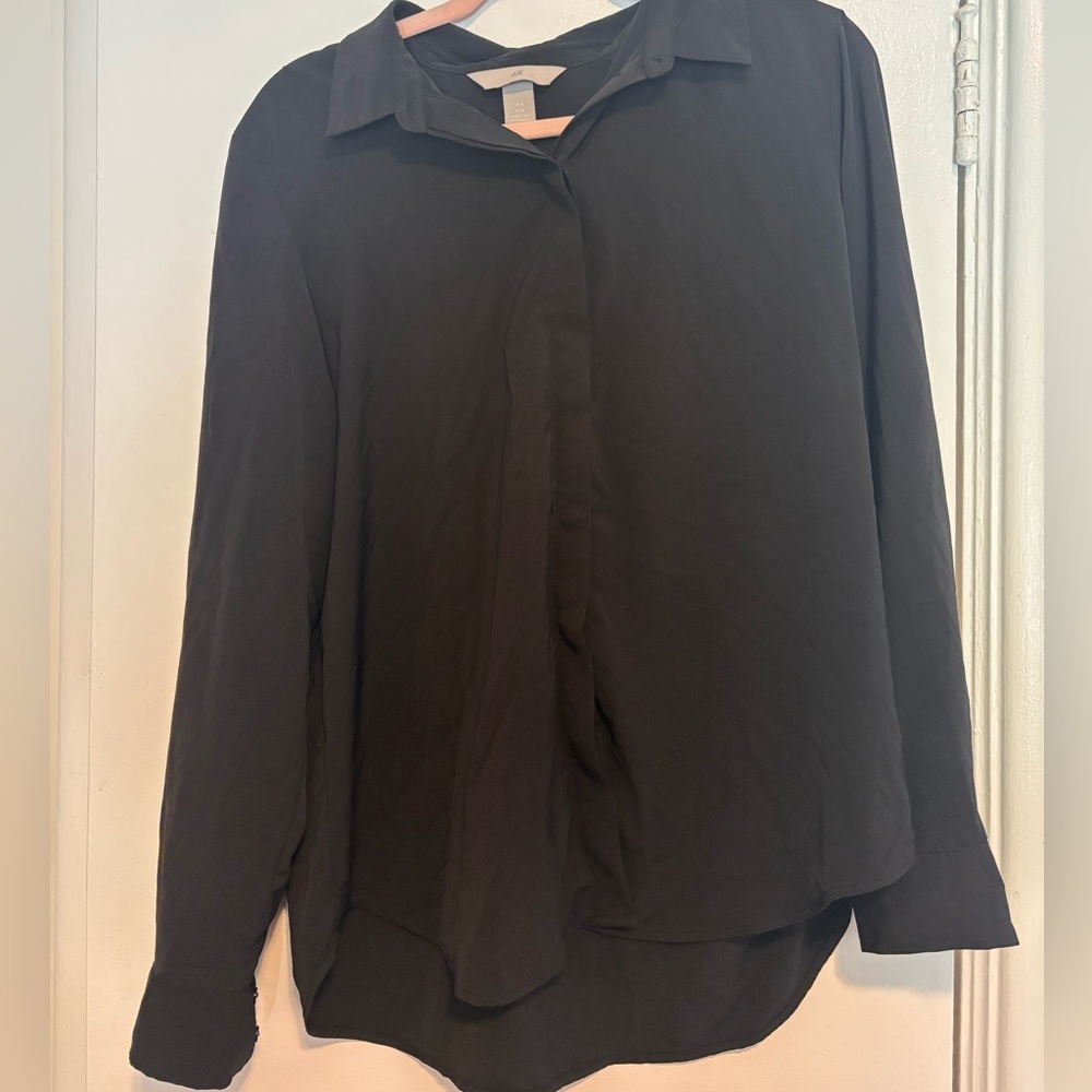 H&M Black Button-Up Shirt
